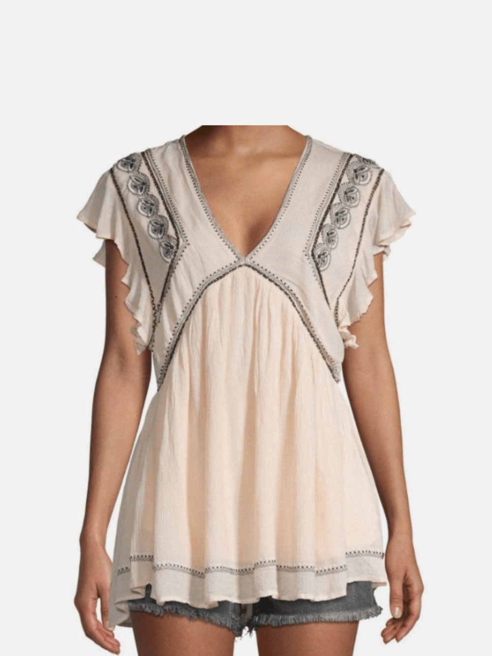 Women’s Free People Falling Waters Boho Babydoll Tunic W Pockets SzXS